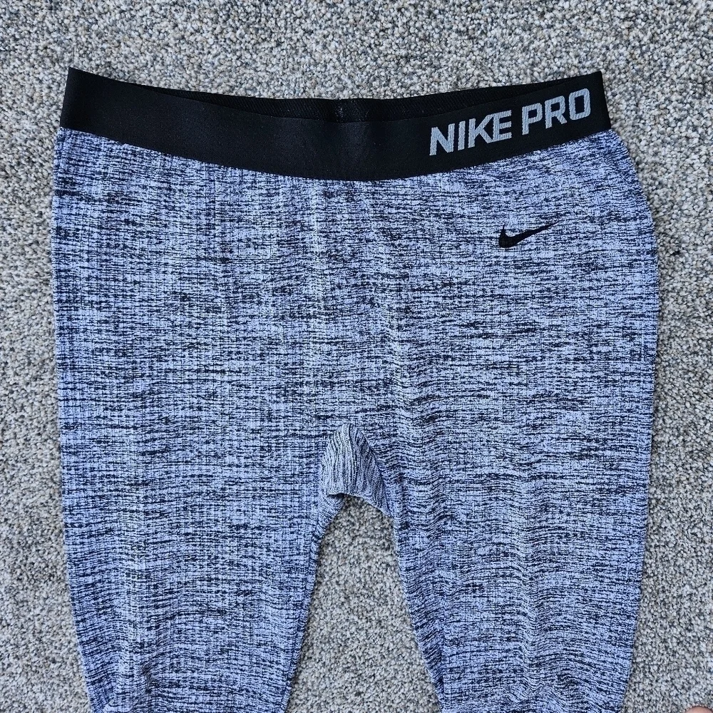 Nike Pro Leggings Purple Gray Athletic Training Workout Pants Women's Size XL